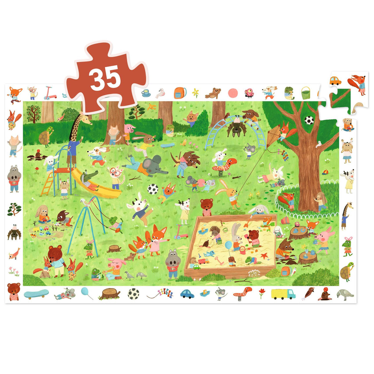 Puzzle observation Le square des petits amis – 35 pièces – Djeco