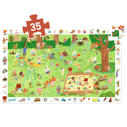 Puzzle observation Le square des petits amis – 35 pièces – Djeco