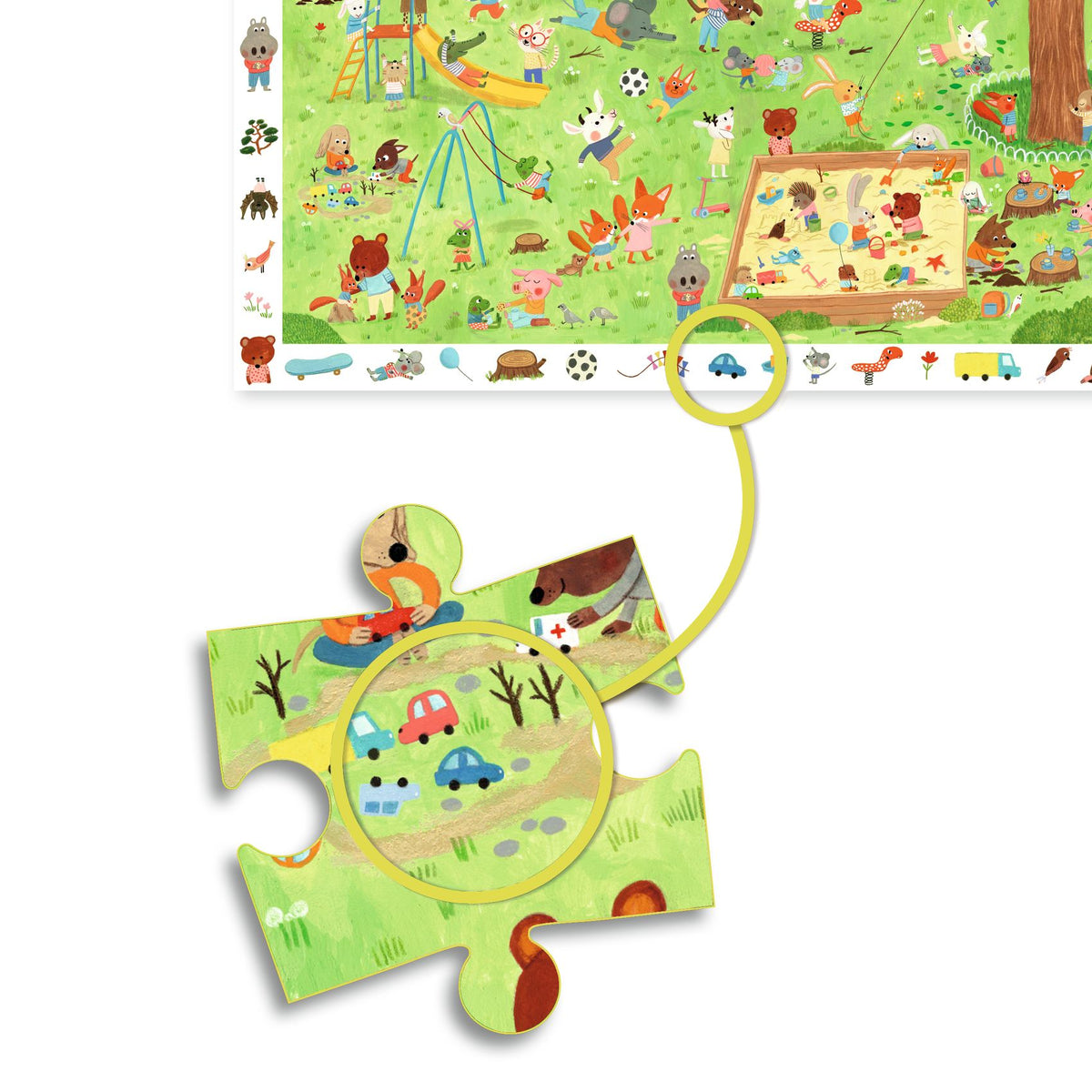 Puzzle observation Le square des petits amis – 35 pièces – Djeco