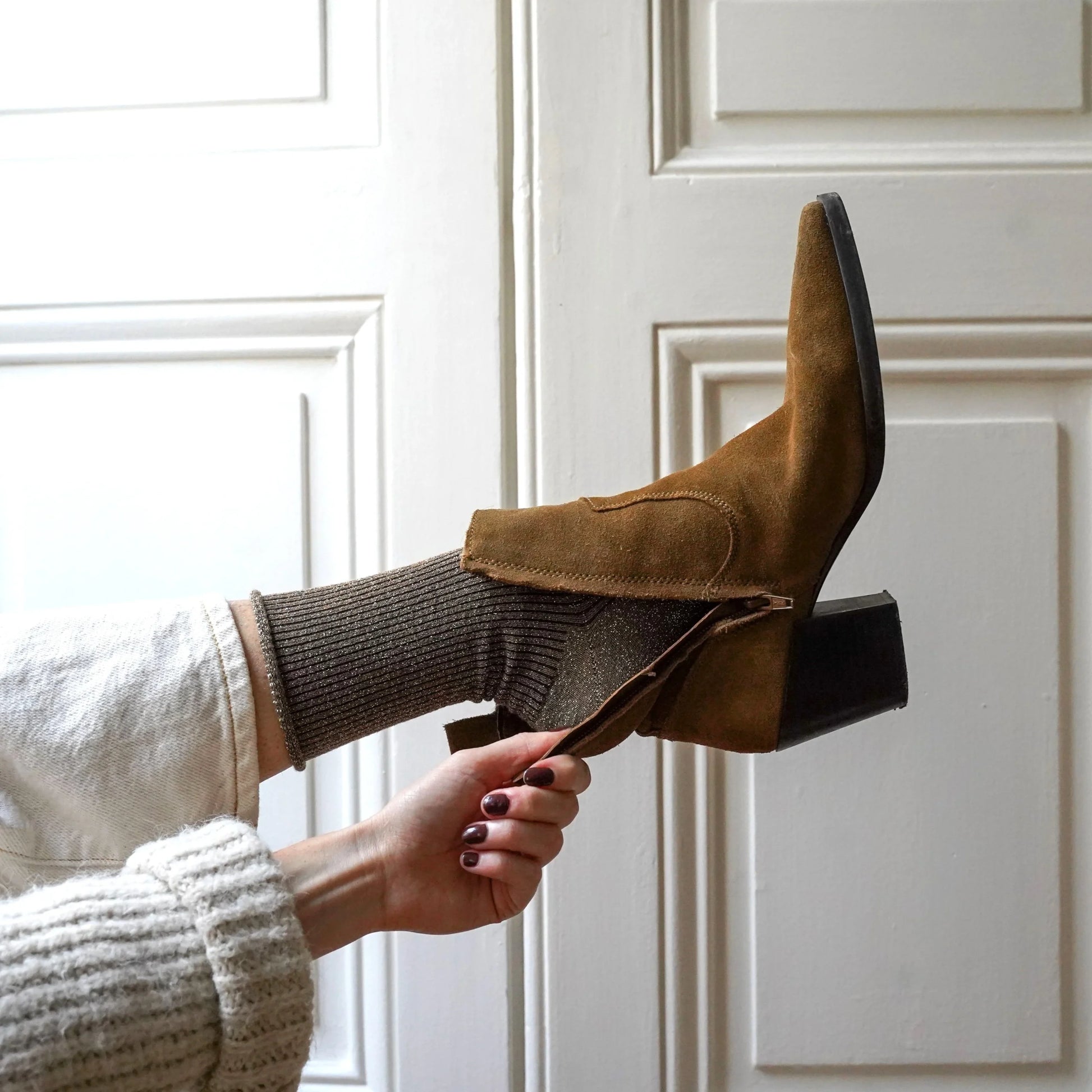Chaussettes pailletées 36/40 - Caramel