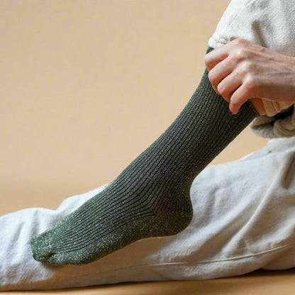 Chaussettes pailletées 36/40 - Kaki