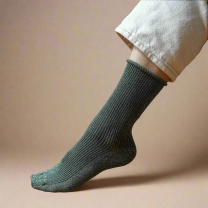 Chaussettes pailletées 36/40 - Kaki