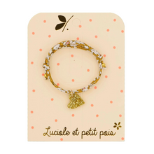 Bracelet enfant - Coeur paillettes et liberty ocre