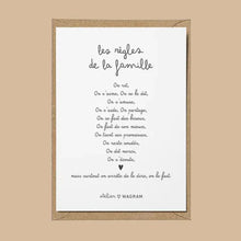 Carte - Les règles de la famille