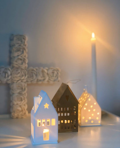 Photophore maison étoile - Porcelaine
