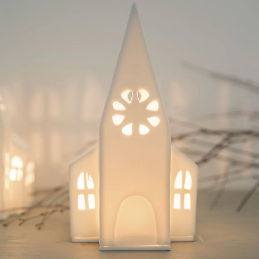 Photophore église - Porcelaine