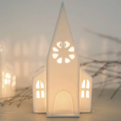 Photophore église - Porcelaine
