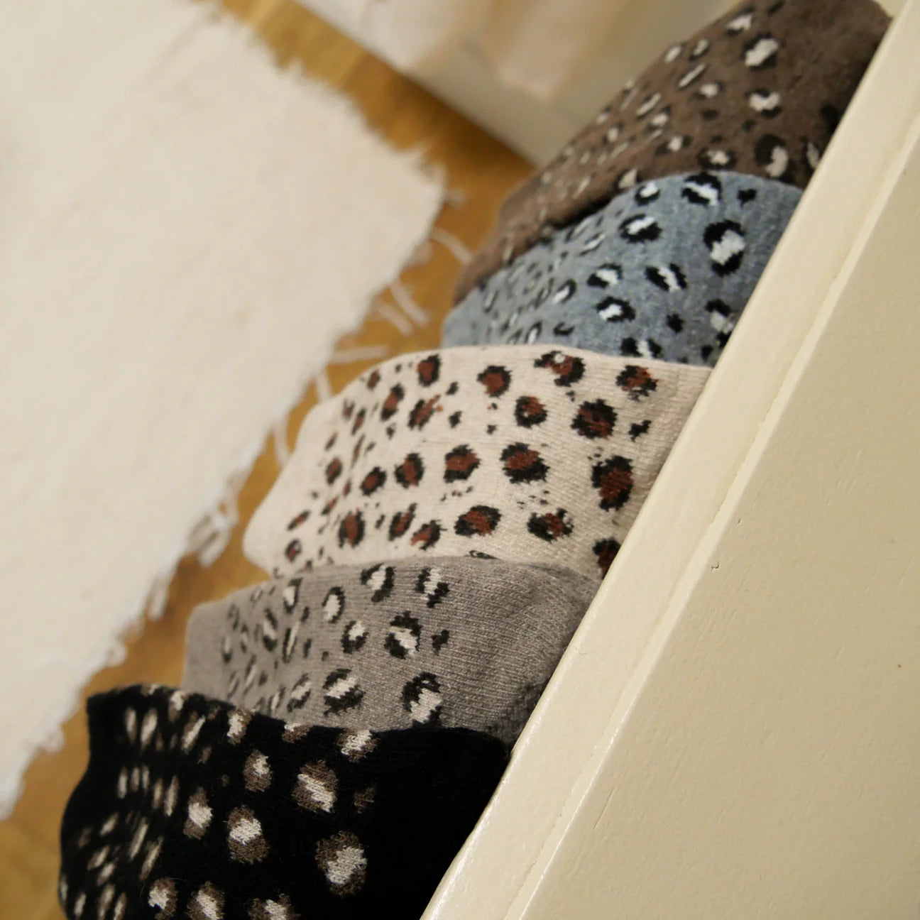 Chaussettes laine  - Léopard beige