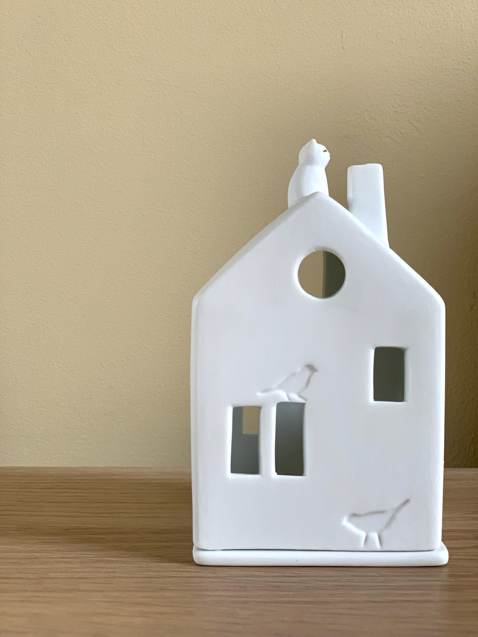 Photophore maison chat - Porcelaine