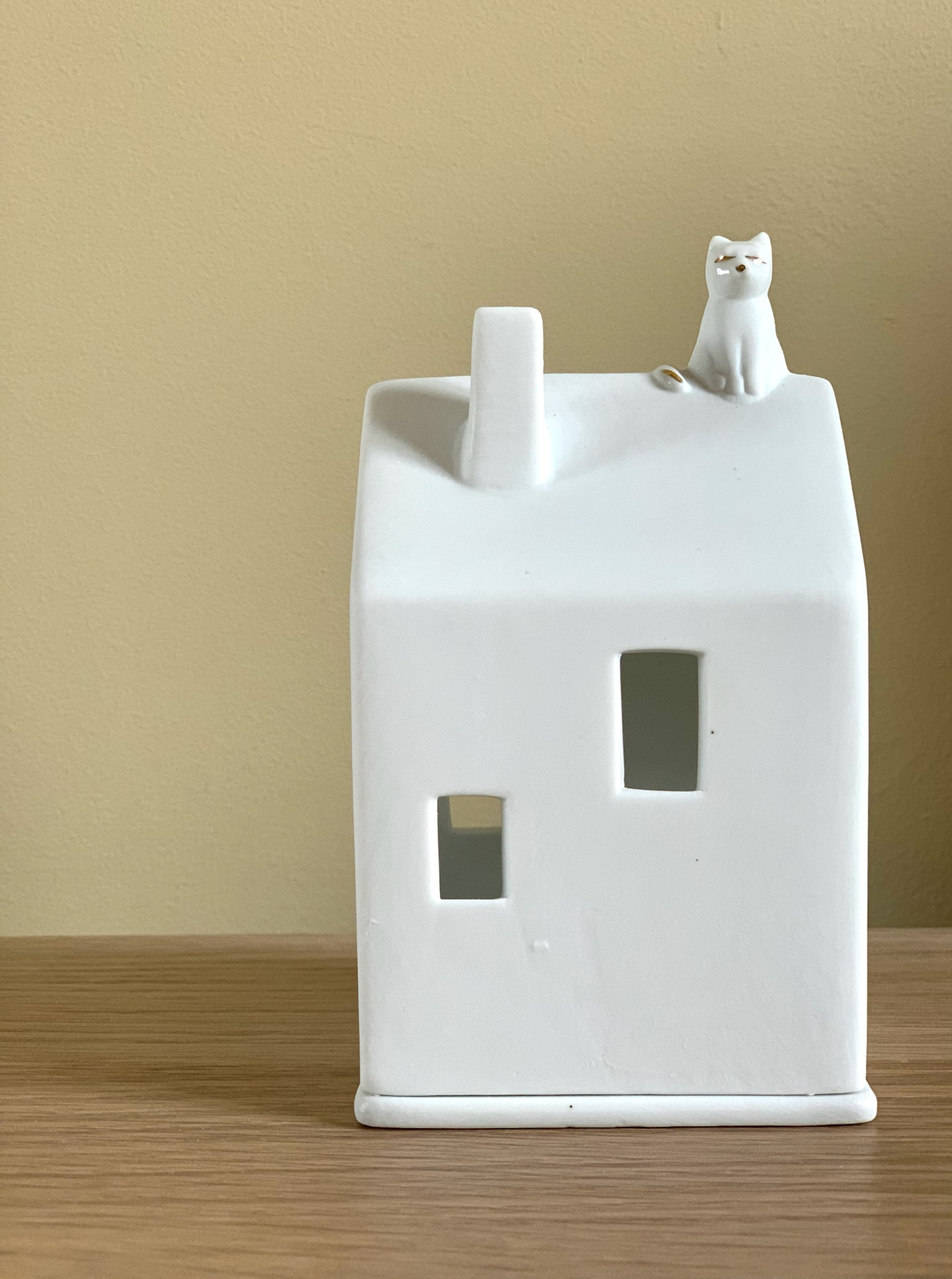 Photophore maison chat - Porcelaine