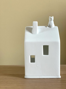 Photophore maison chat - Porcelaine