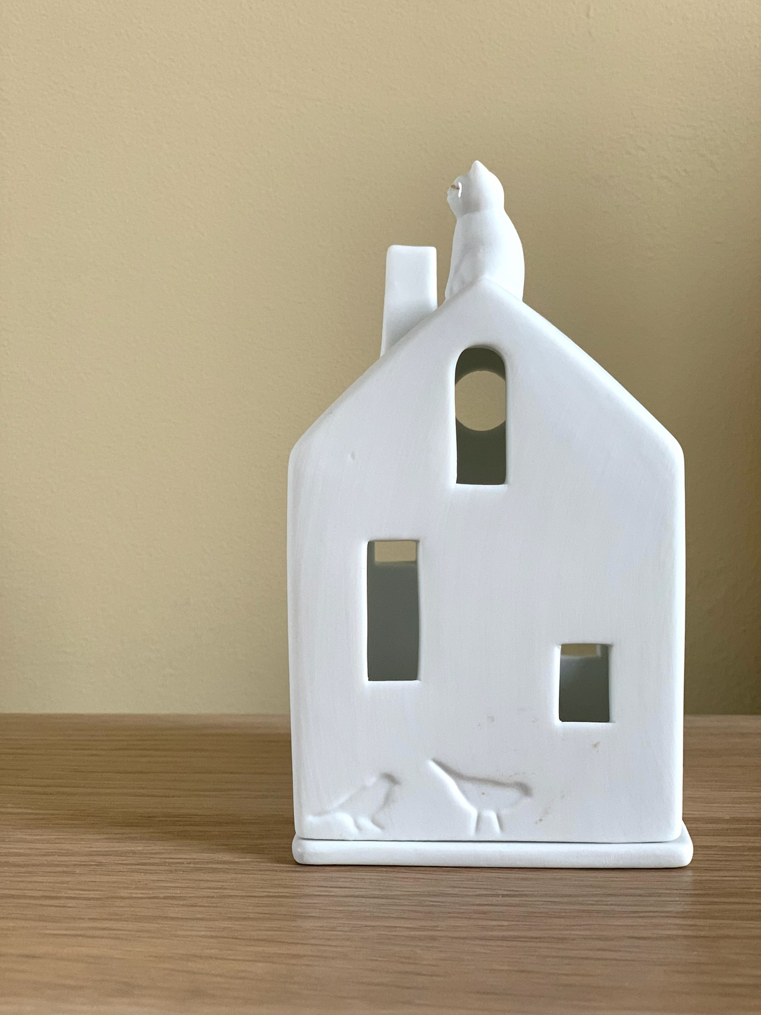 Photophore maison chat - Porcelaine