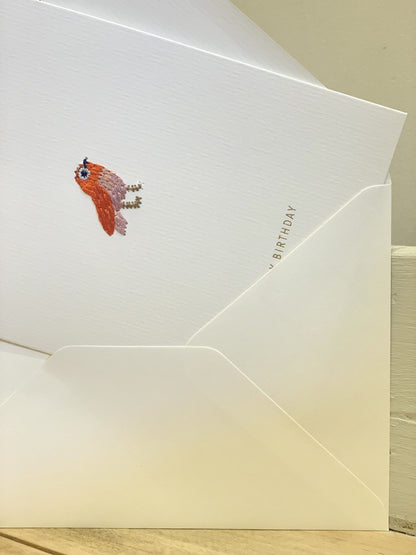 Carte brodée - Happy birthday