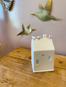Photophore maison trio d'oiseaux - Porcelaine