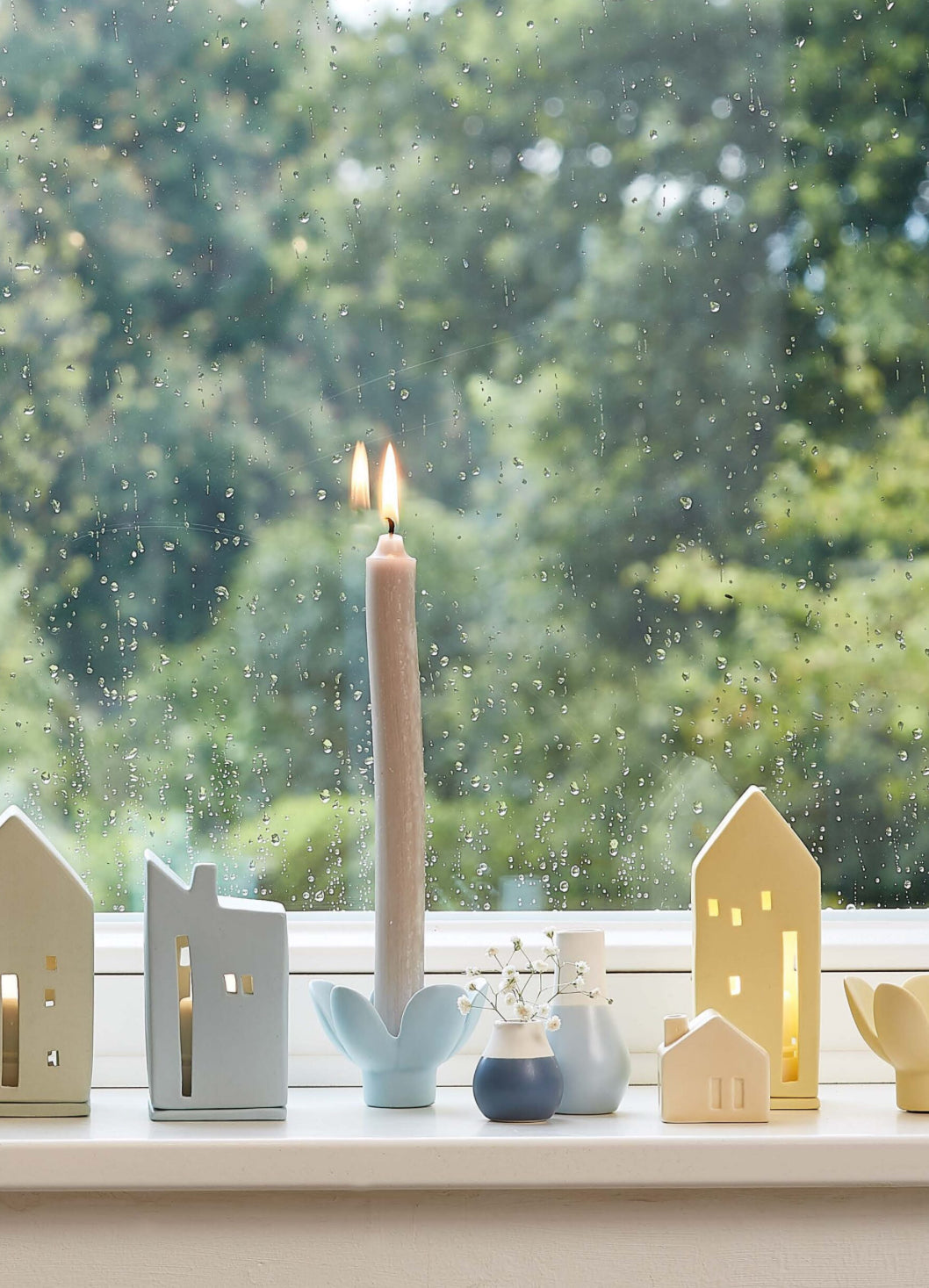 Bougeoir fleur - bleu