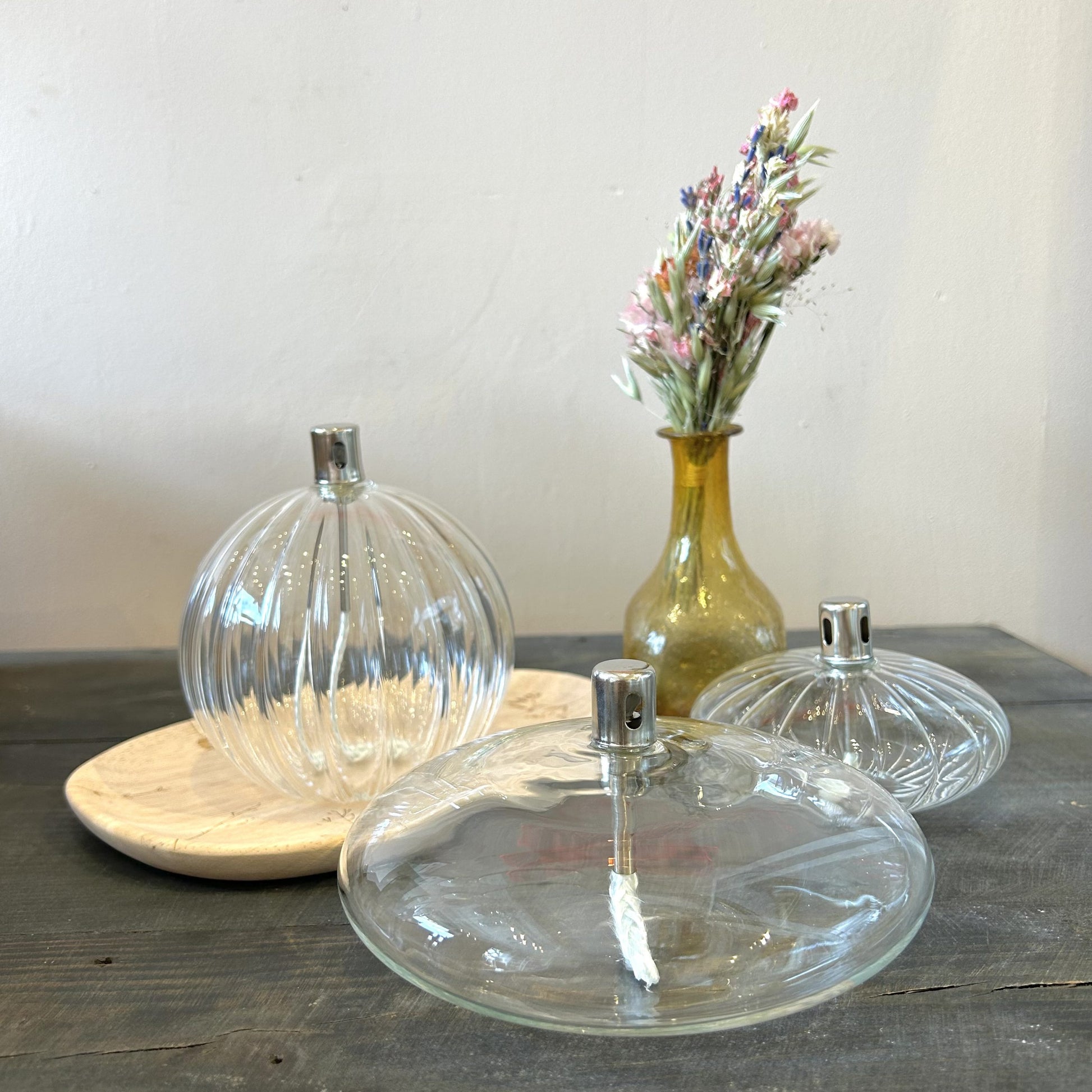 Lampe à huile ellipse striée - S
