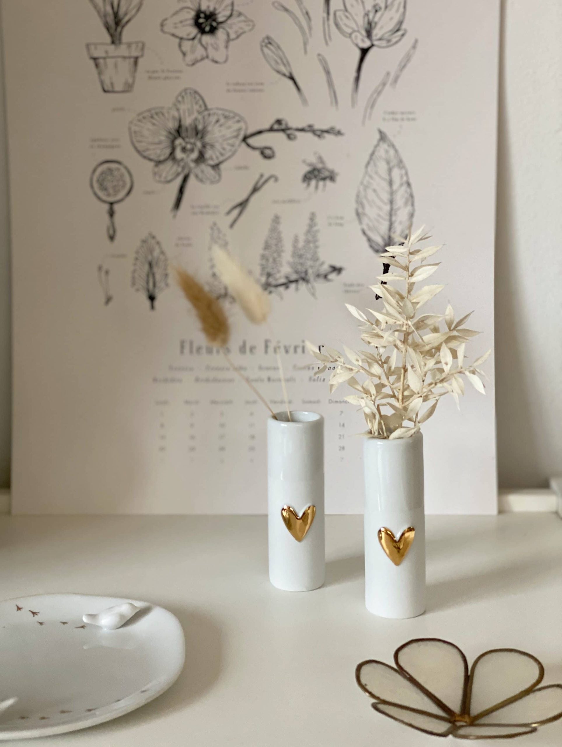 Vases coeur doré - set de 2