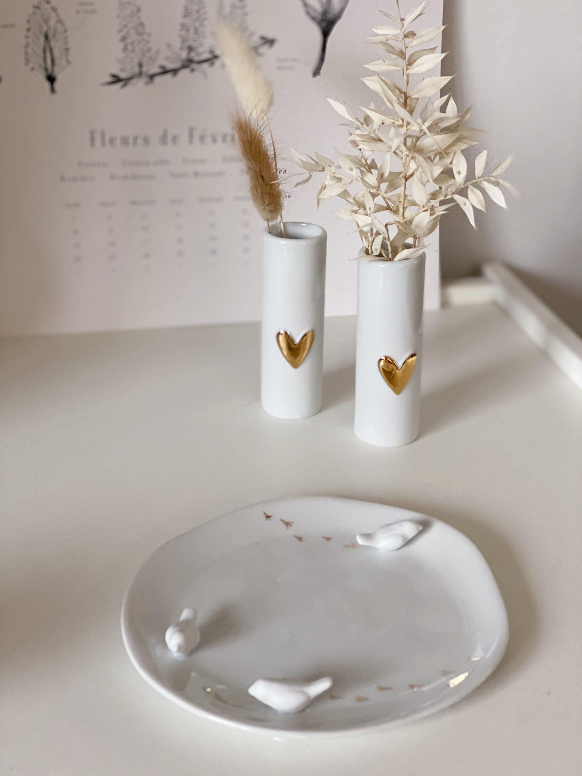 Vases coeur doré - set de 2