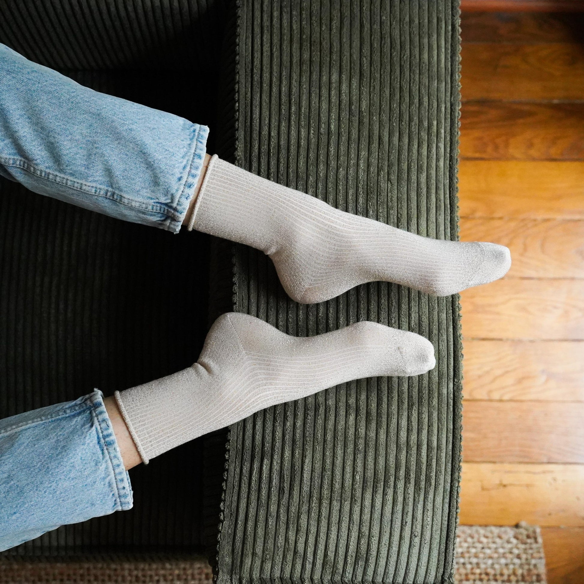 Chaussettes pailletées 36/40 - Beige