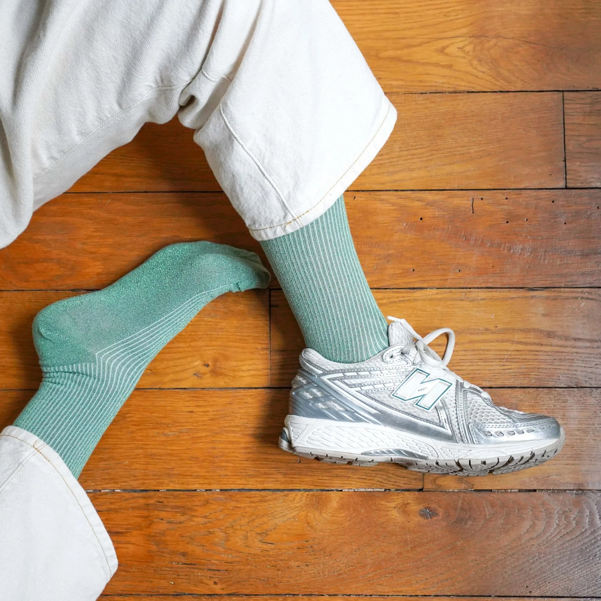 Chaussettes pailletées 36/40 - Mint Green