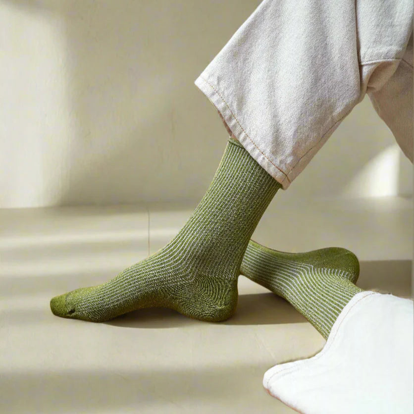 Chaussettes pailletées 36/40 - Olive Green