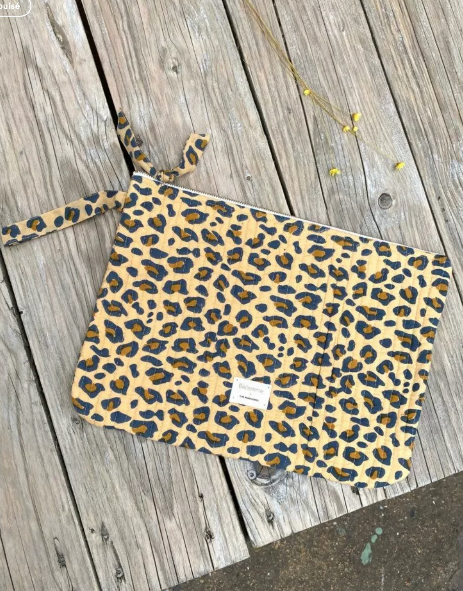 Pochette ordinateur 13' - Léopard camel