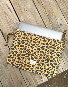 Pochette ordinateur 13' - Léopard camel