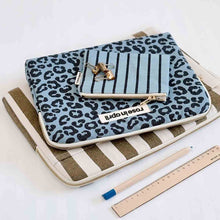Pochette ordinateur rayures olive et greige