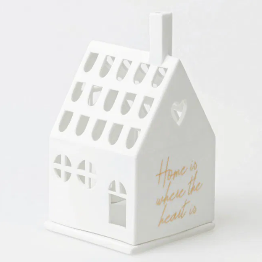 Photophore maison "Home is where the heart is" - Porcelaine