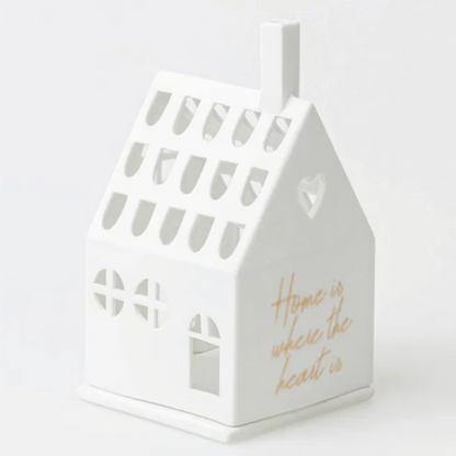 Photophore maison "Home is where the heart is" - Porcelaine
