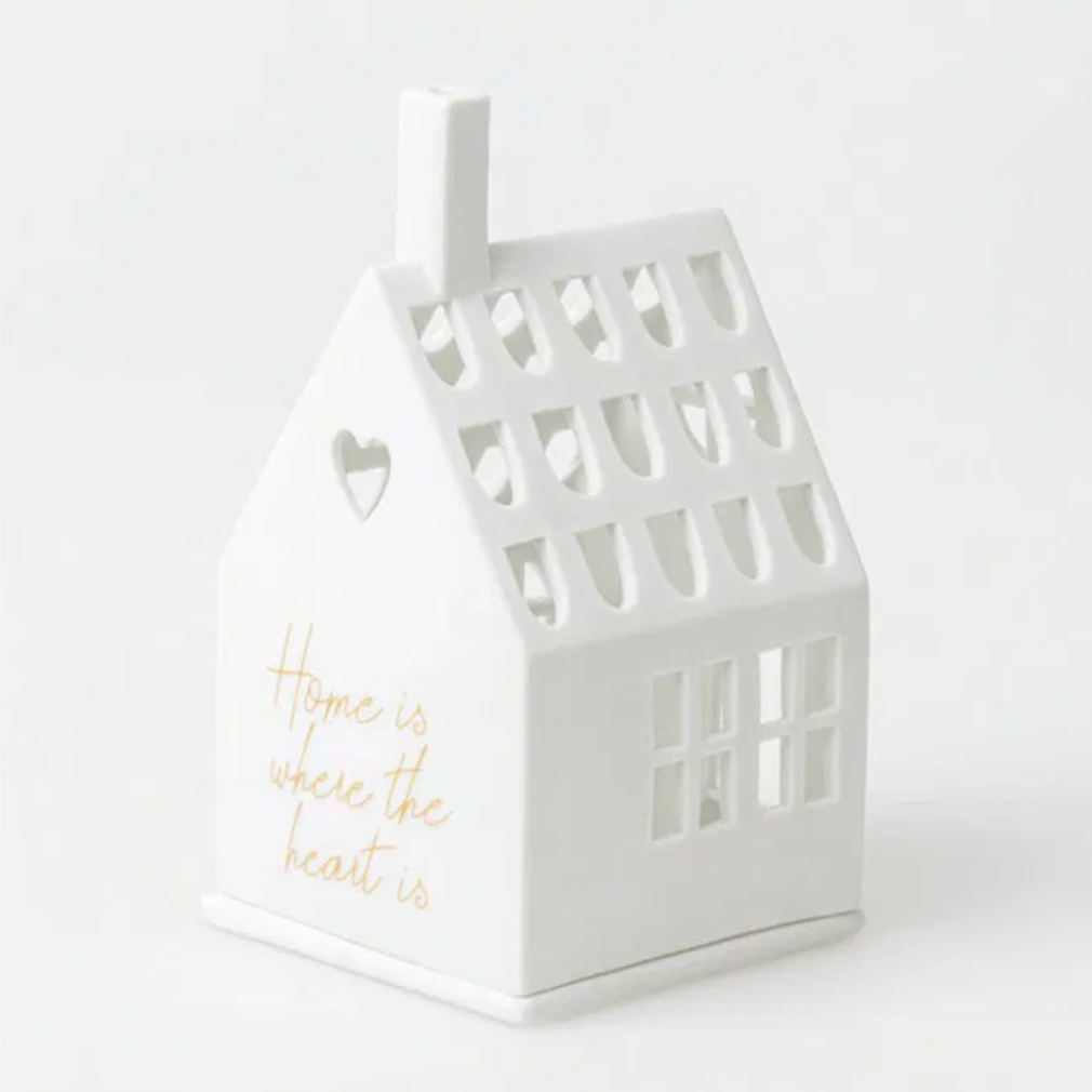 Photophore maison "Home is where the heart is" - Porcelaine