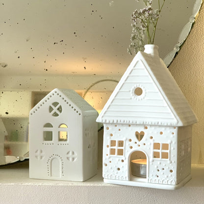 Photophore maison pain d'épice cœur - Porcelaine