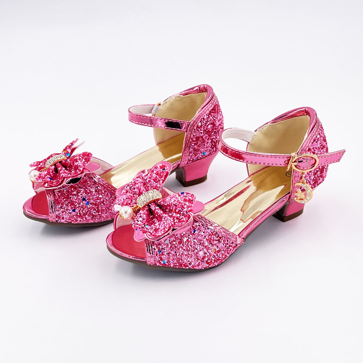 Mules à nœuds pailletées, roses – Labay