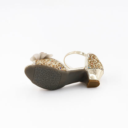 Mules à nœuds pailletées, dorées – Labay