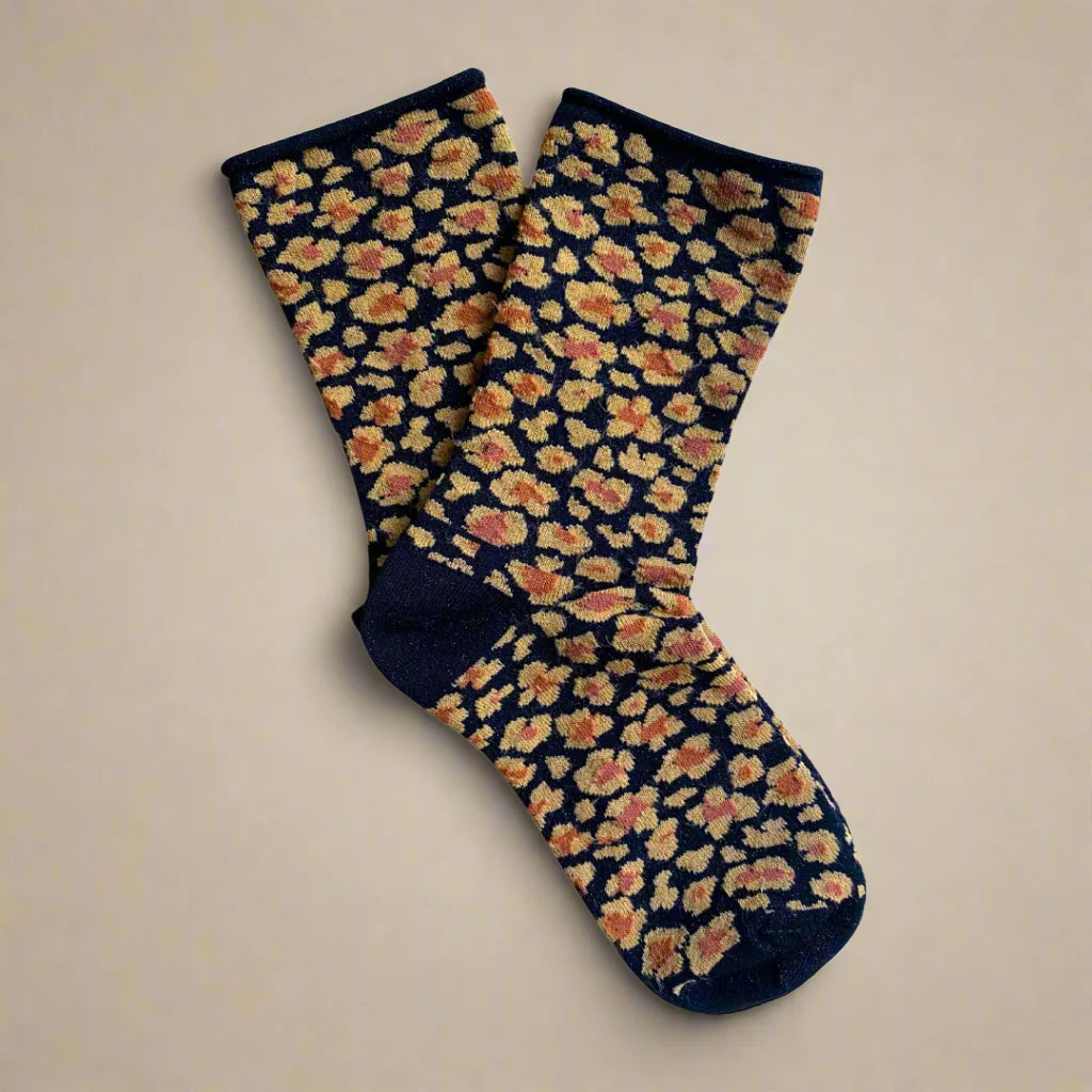 Chaussettes pailletées 36/40 - Leopard Amber