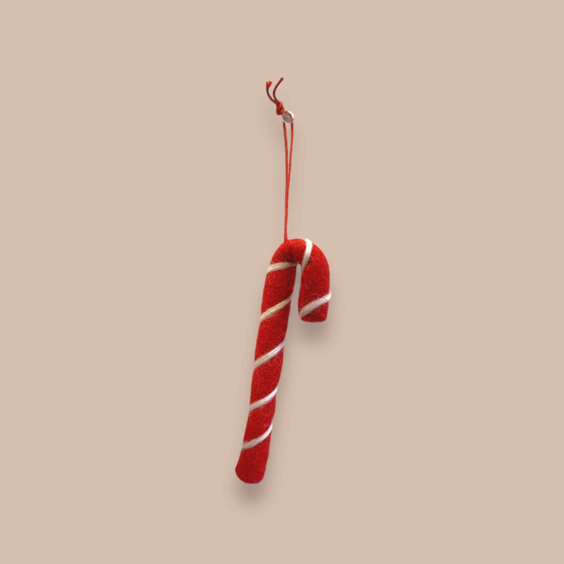 Sucre d'orge à suspendre en feutrine - Rouge & blanc