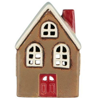 Maison photophore porte rouge - Grès
