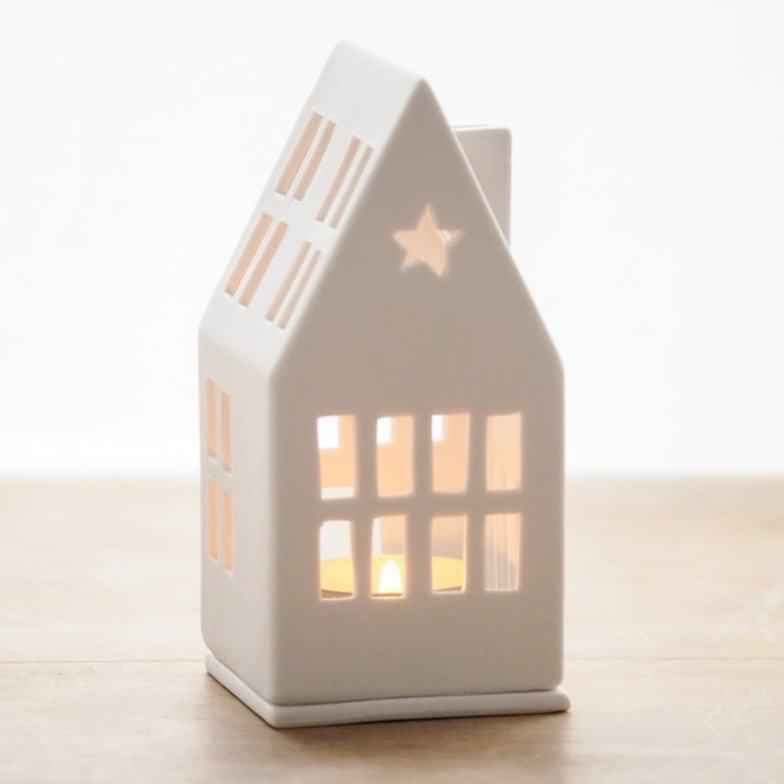 Photophore maison étoile - Porcelaine