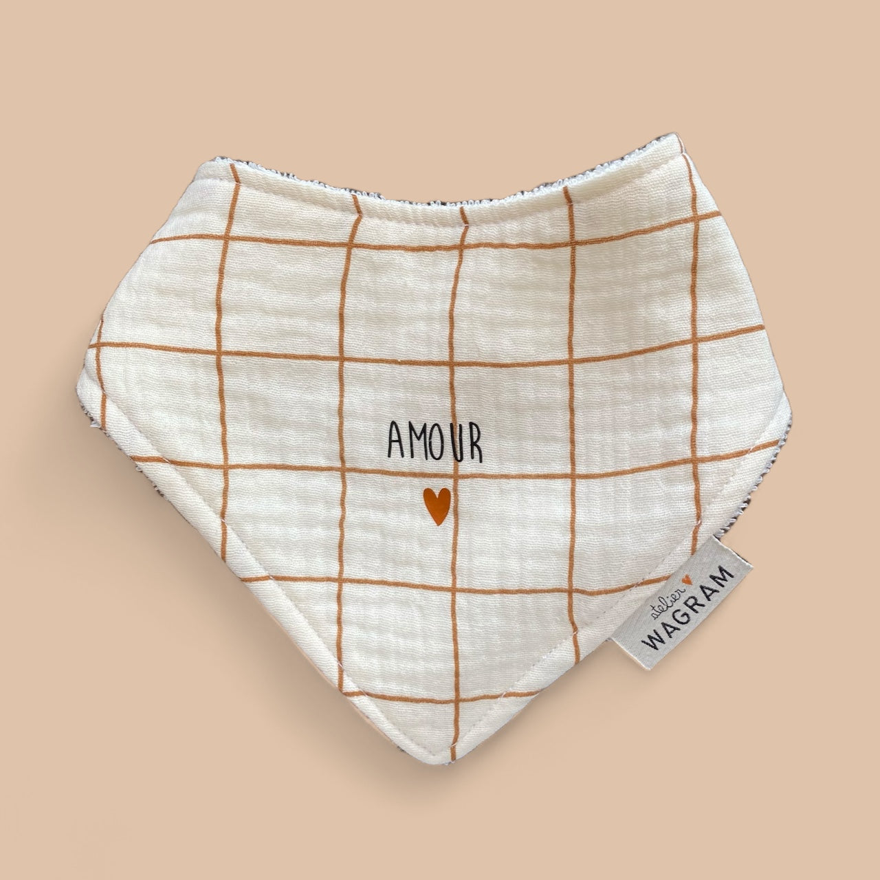 Bavoir bébé grands carreaux - Amour