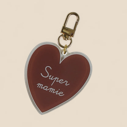 Porte-clés marron - Super mamie
