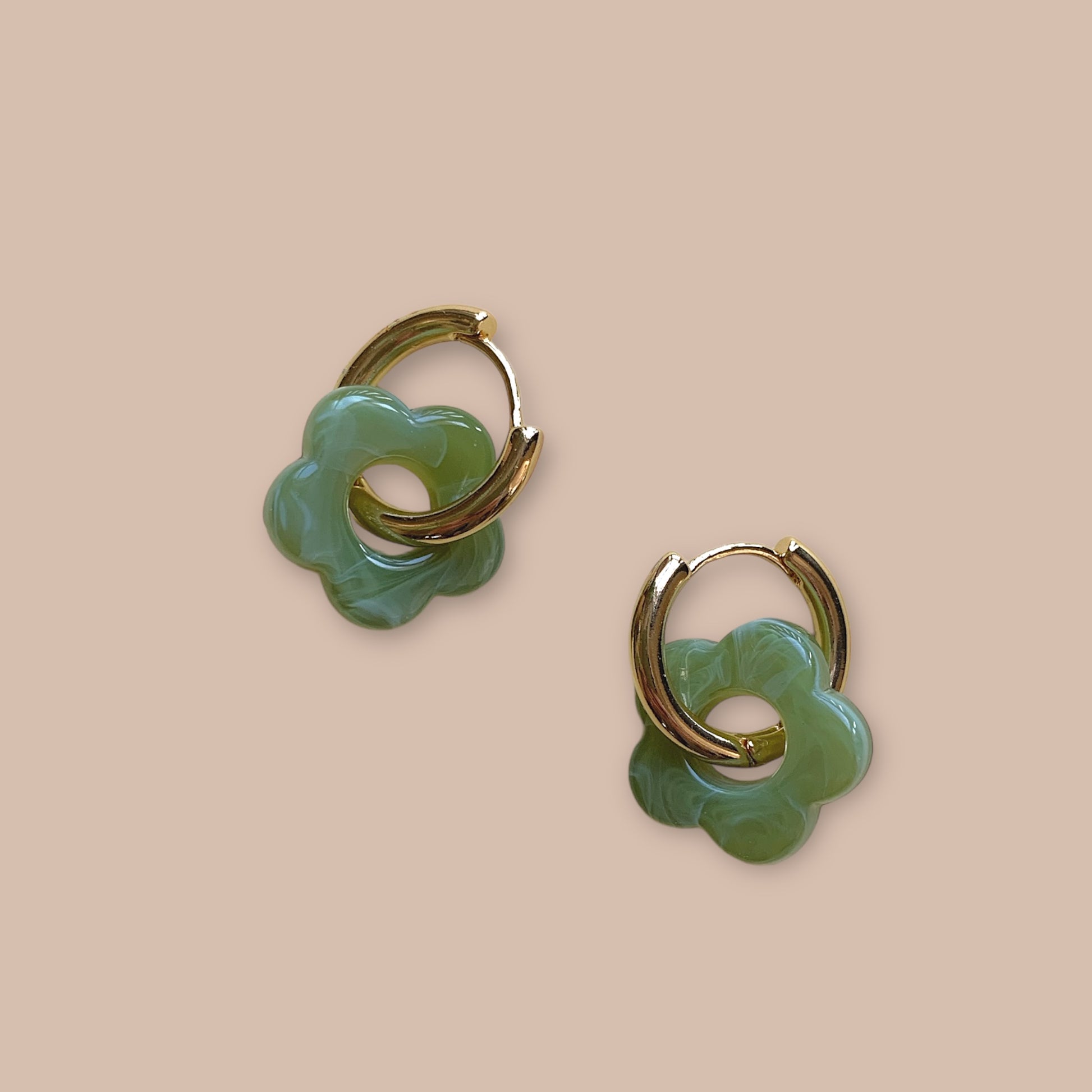 Boucles d'oreilles Billie MM - Vert olive