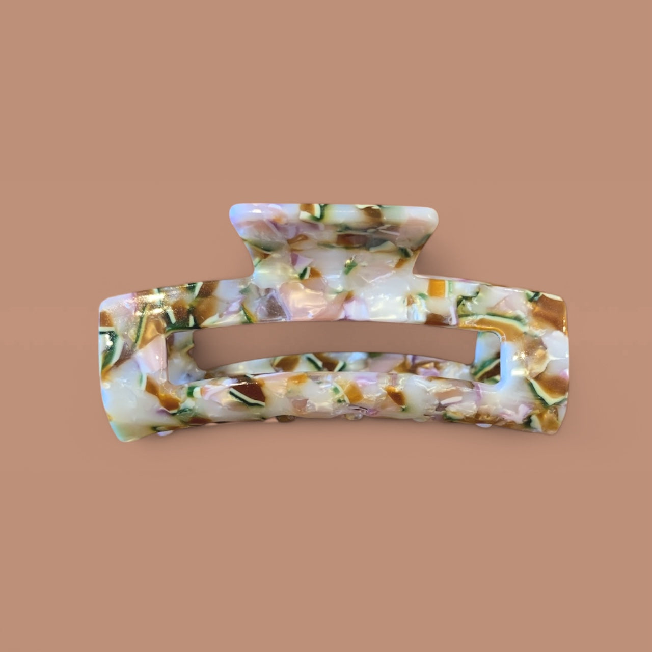 Pince croco rectangulaire - Nude