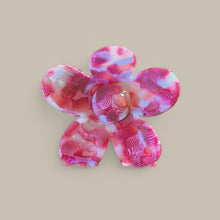 Pince à cheveux fleur MM - Framboise/écru nacré