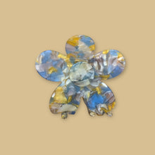 Pince à cheveux fleur MM - Bleu/ocre