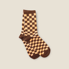Chaussettes damier - Marron et beige