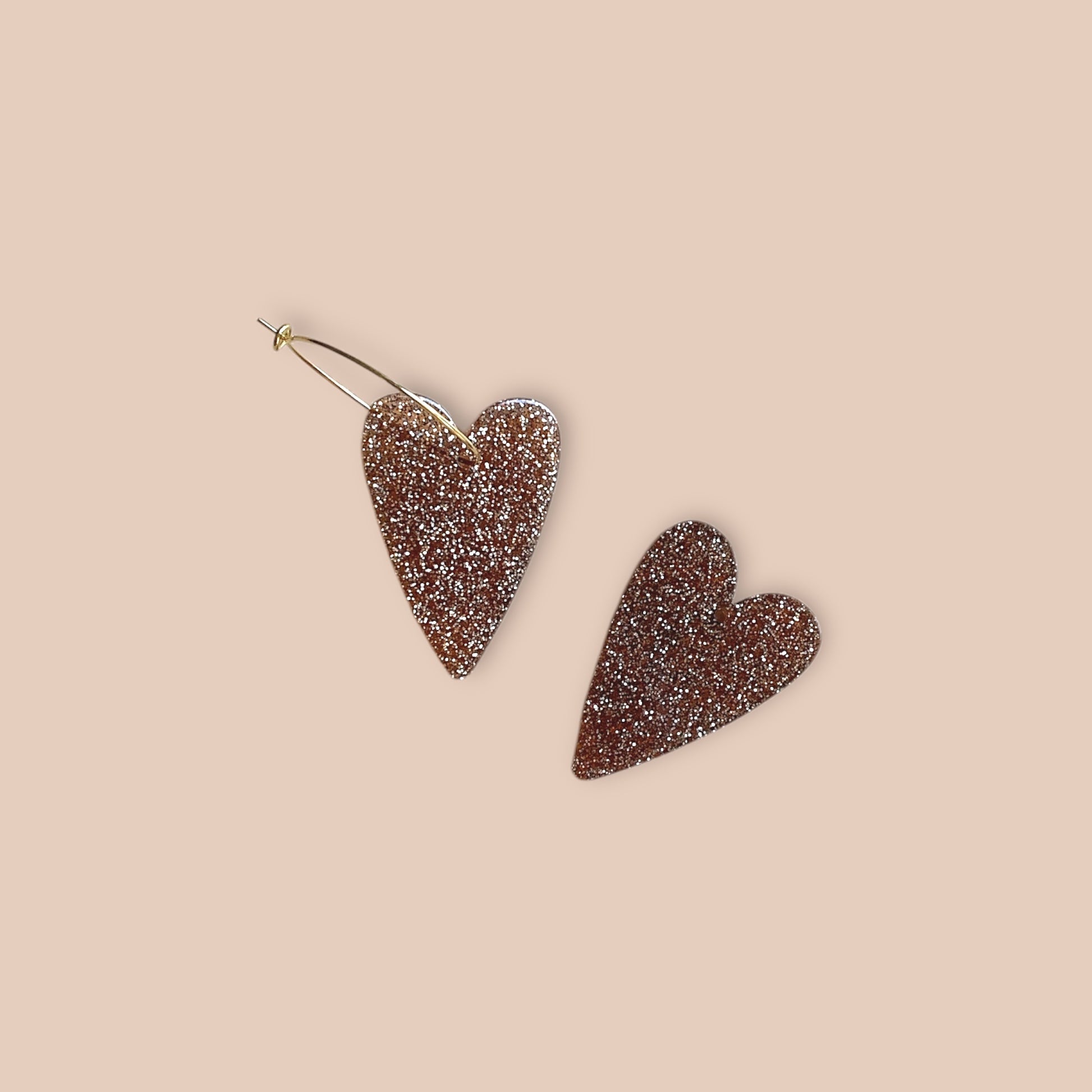 Boucles d'oreilles Poppy - Bronze pailleté
