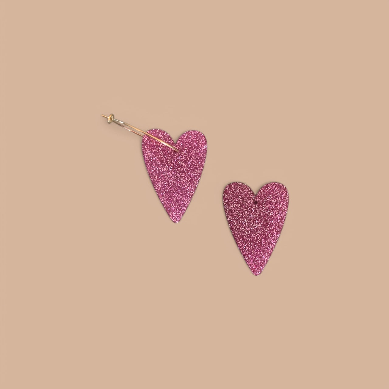Boucles d'oreilles Poppy - Fuchsia pailleté