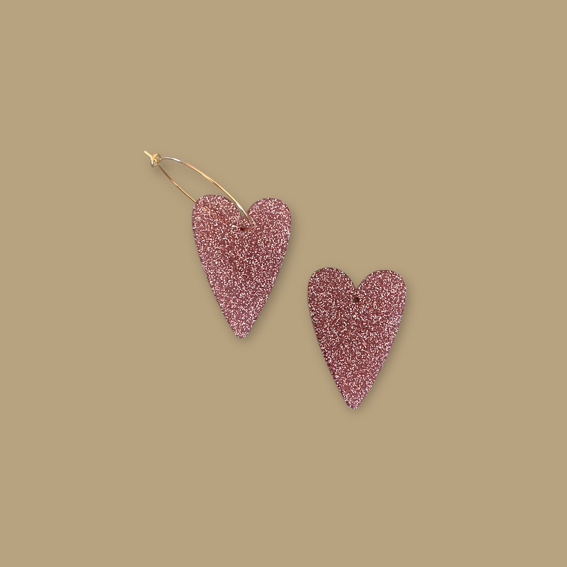 Boucles d'oreilles Poppy - Vieux rose pailleté