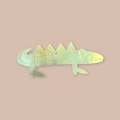 Décoration murale dorée - Crocodile