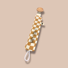 Attache-tétine "Baby love"- Damier camel